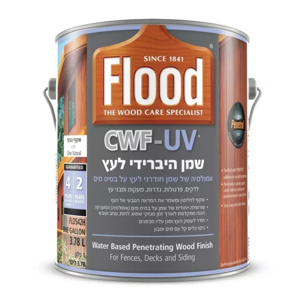 צבע שקוף לדק בסיס מים 3.78 ליטר FLOOD – הגנה ושימור לעץ חיצוני