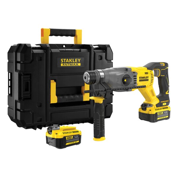 פטישון נטען STANLEY V20 18V – כולל 2 × 4.0Ah סוללות + מטען | דגם SFMCH900M22‑QW