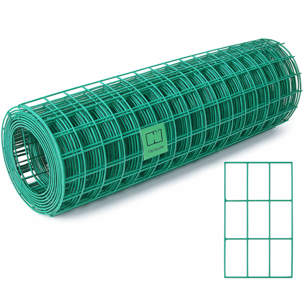רשת גדר בלגית ירוקה 25 מטר – גובה 1 מטר | עם ציפוי PVC | האנטר