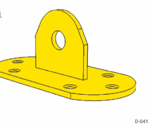 תושבת תליה לפרגולה דגם D-041 בצורת אליפסה עם אוזן חיבור קדמית בצבע צהוב