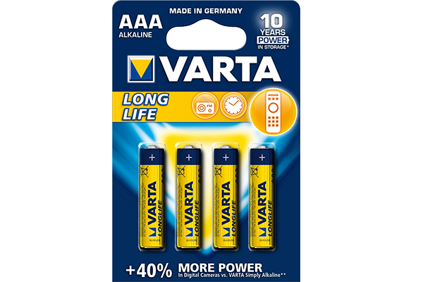 סוללות VARTA AAA – חבילה של 4 סוללות אלקליין עוצמתיות
