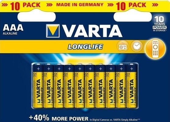 אריזת 10 סוללות AAA אלקליין VARTA – אנרגיה אמינה למגוון שימושים.