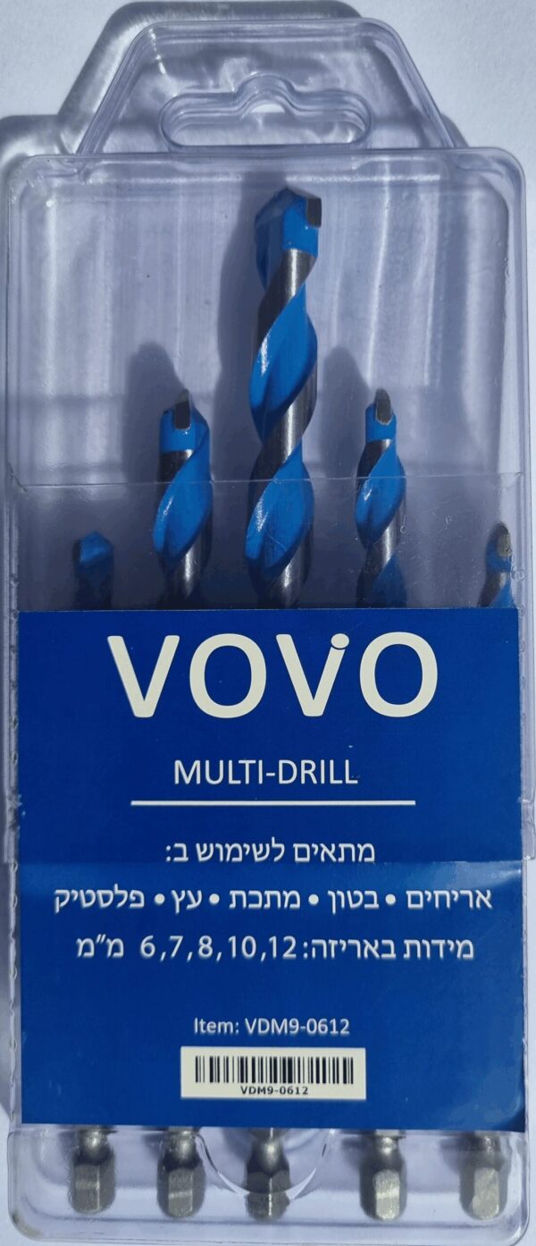 מקדח MULTI-DRILL לכל החומרים – סט 6–12 מ"מ לקידוח בטון, מתכת ועץ